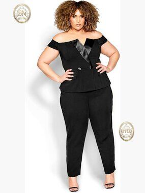 Polyester Jumpsuit with Off-Shoulder Neckline and Long Sleeves